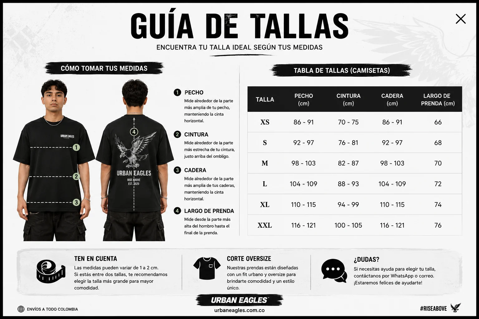 Gu&iacute;a de tallas Urban Eagles